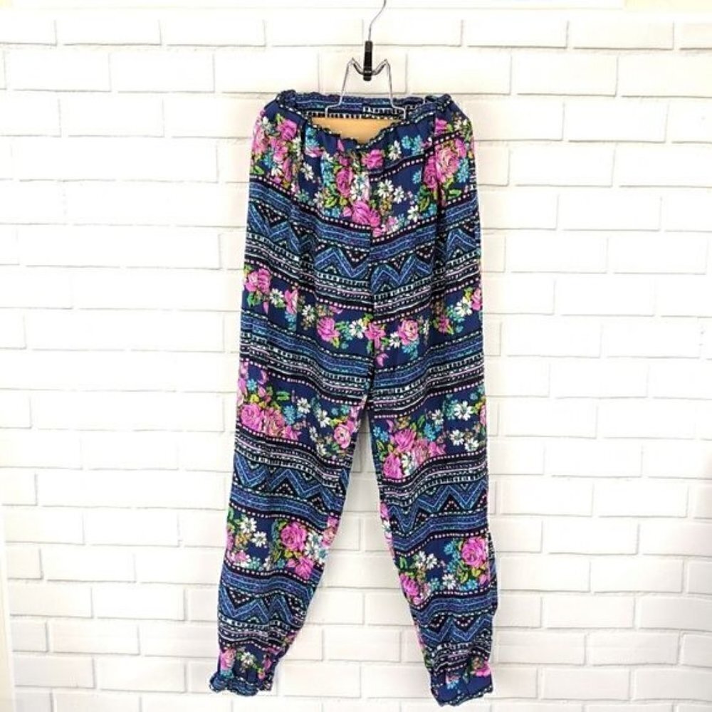 Tween Scene Blue and Pink Floral/Tribal Joggers 5/6 Girls‎